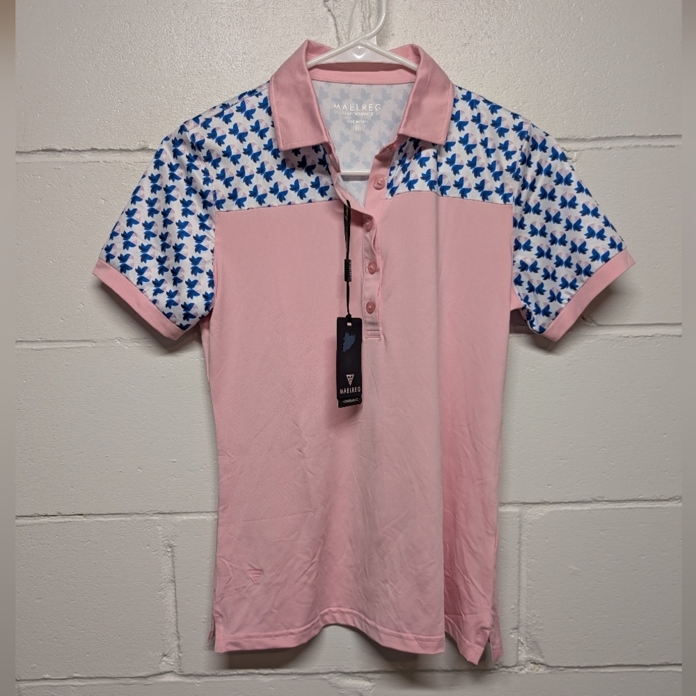 Maelreg Women's Pink Golf Performance Polo Shirt XS New